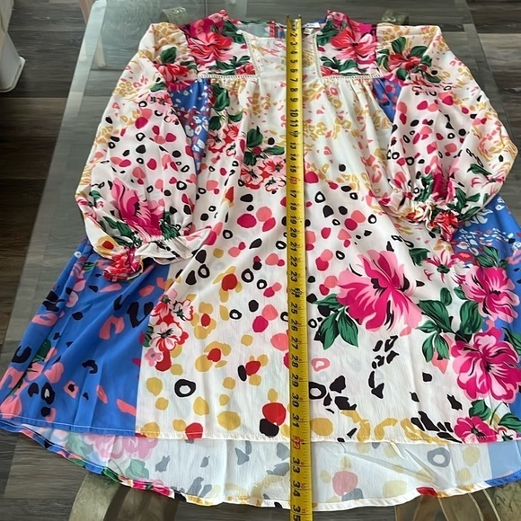 Umgee Mixed Print Crochet Ruffle Dress size Small bohemian summer - Picture 12 of 13